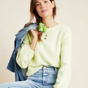 Anthropologie Emily lime green summer sweater EUC